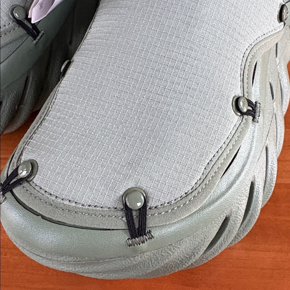 CROCS Echo Ripstop Moss Green Clog with Neon Yellow Heel Strap M8 W10 - Picture 4 of 10